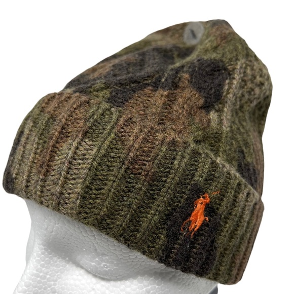 POLO RALPH LAUREN Camo Beanie Hat Green Camouflage - Picture 1 of 10